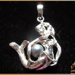 Sterling Silver Mermaid with Pearl Pendant Charm ~ Steve's Custom Jewelers ~ Made in Port Aransas, Texas.