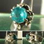 Paraiba Tourmaline Doublet Sterling Silver Sea Shells w/ CZ Accents Ladies Ring