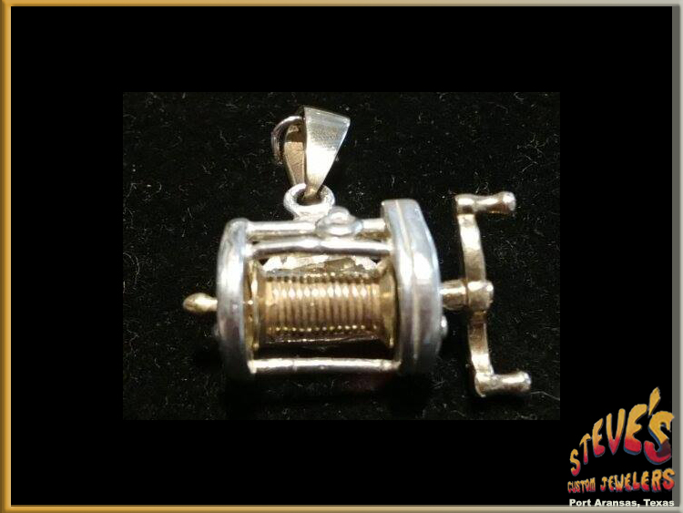 14k Gold & Sterling Silver Off Shore Fishing Reel Pendant - Steve's Custom  Jewelers