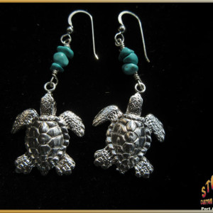 Sea Turtles Earrings Sterling Silver Turquoise